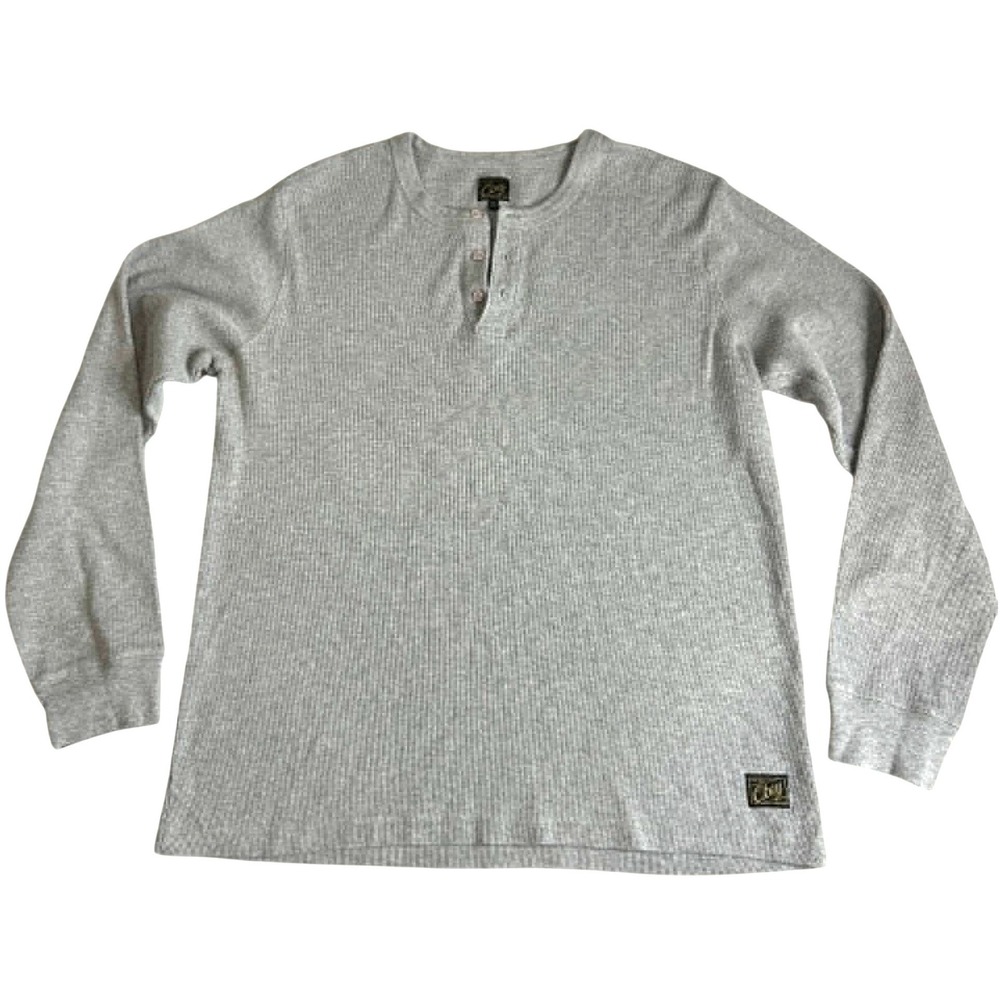 Obey Mens XL Gray Thermal Waffle Knit Long Sleeve Henley Shirt Streetwear